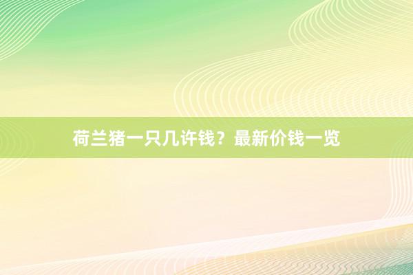 荷兰猪一只几许钱?最新价钱一览